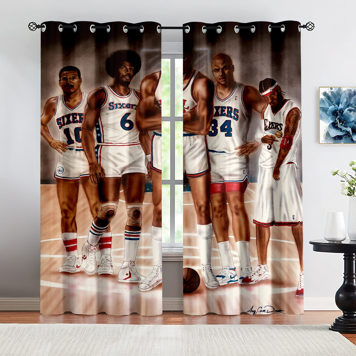 Philadelphia Basketball 76ers Blackout Curtains Drapes For Window Treatment Set