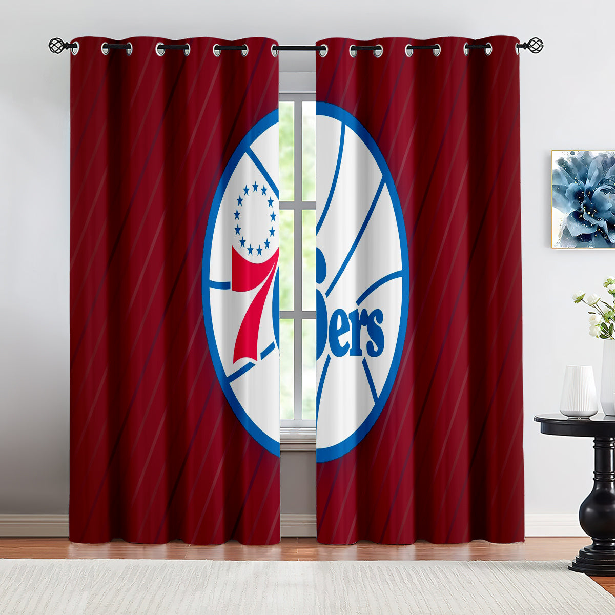 Philadelphia Basketball 76ers Blackout Curtains Drapes For Window Treatment Set