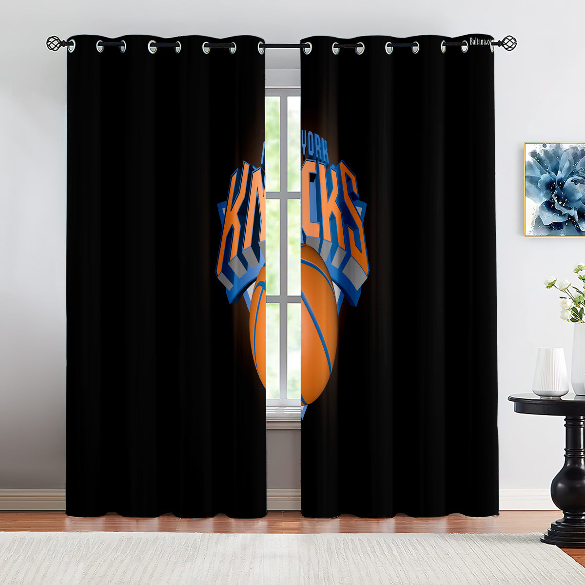 New York Basketball Knicks Blackout Curtains Drapes For Window Treatment Set