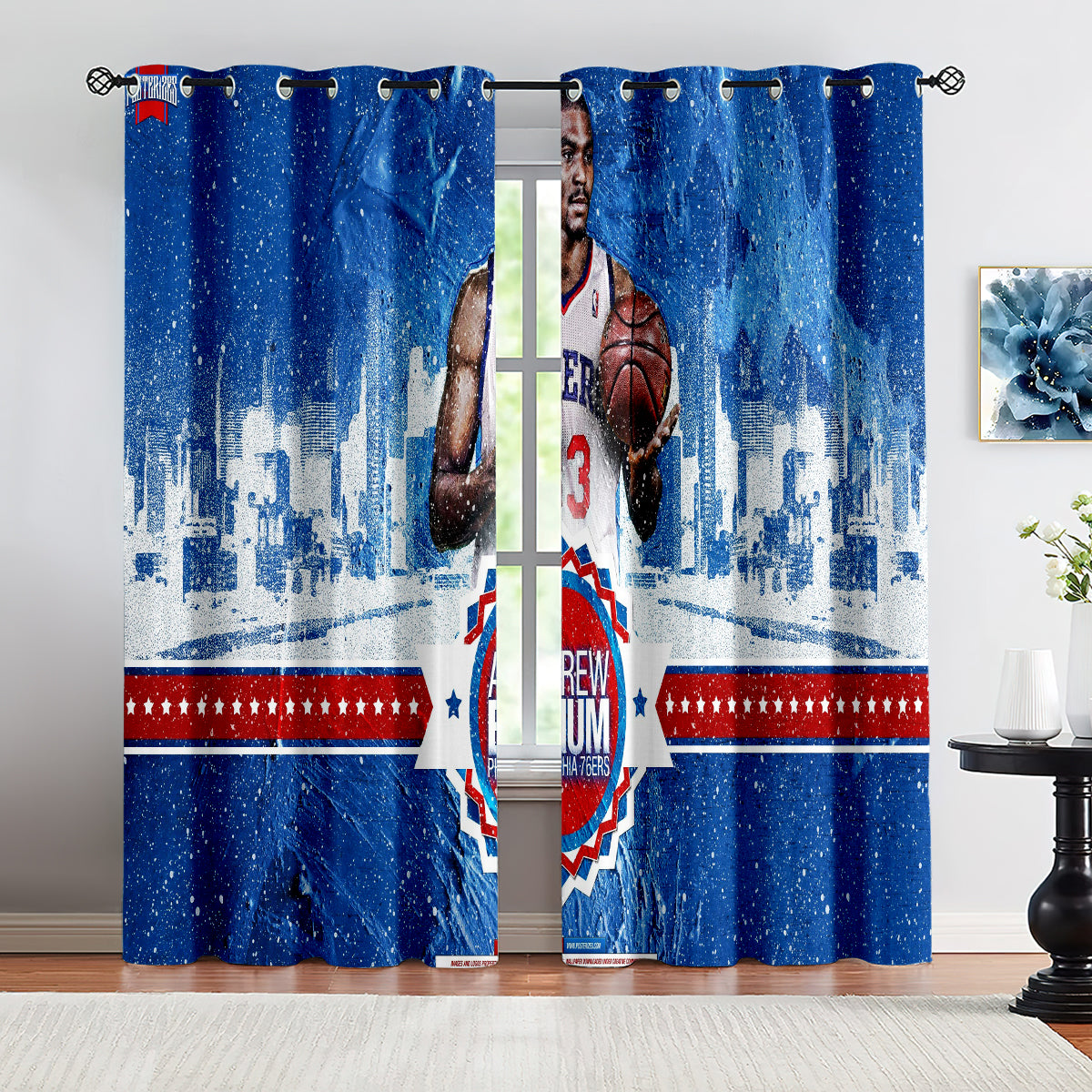 Philadelphia Basketball 76ers Blackout Curtains Drapes For Window Treatment Set