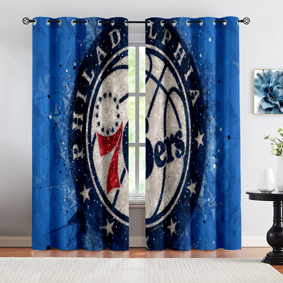 Philadelphia Basketball 76ers Blackout Curtains Drapes For Window Treatment Set