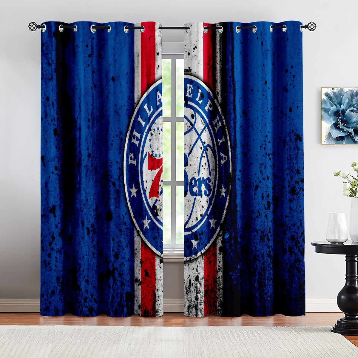 Philadelphia Basketball 76ers Blackout Curtains Drapes For Window Treatment Set