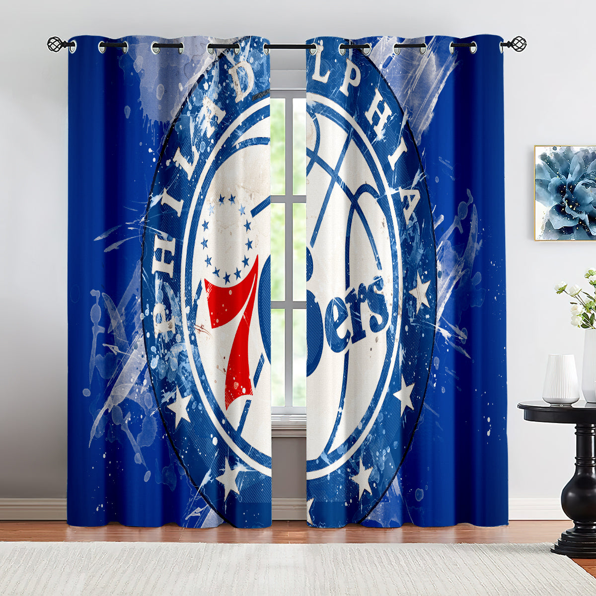 Philadelphia Basketball 76ers Blackout Curtains Drapes For Window Treatment Set