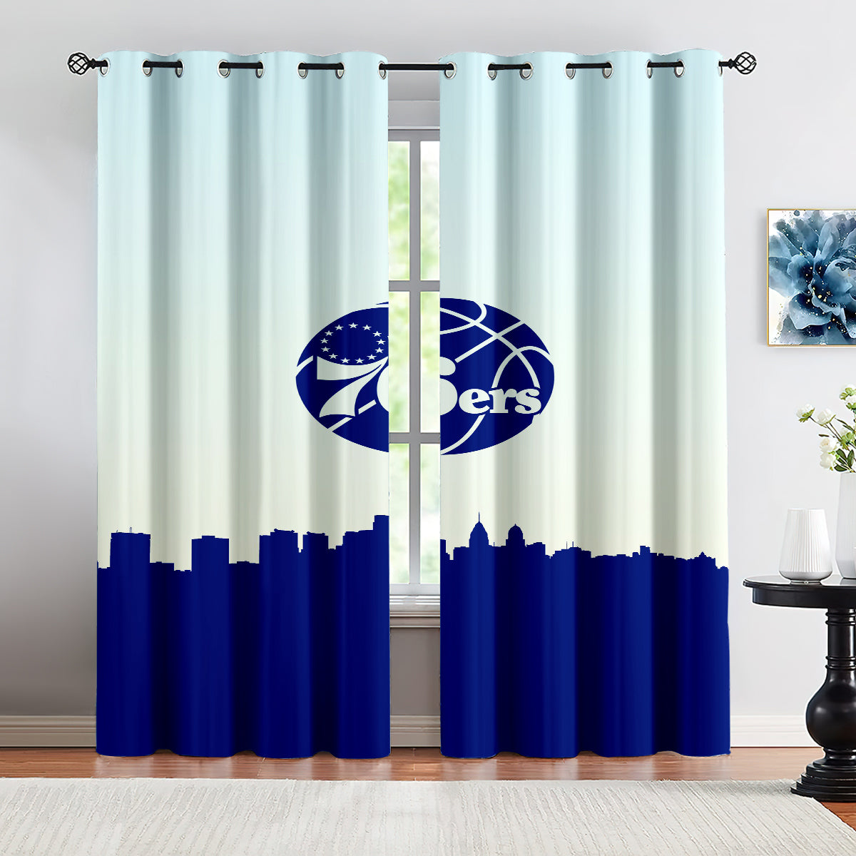 Philadelphia Basketball 76ers Blackout Curtains Drapes For Window Treatment Set