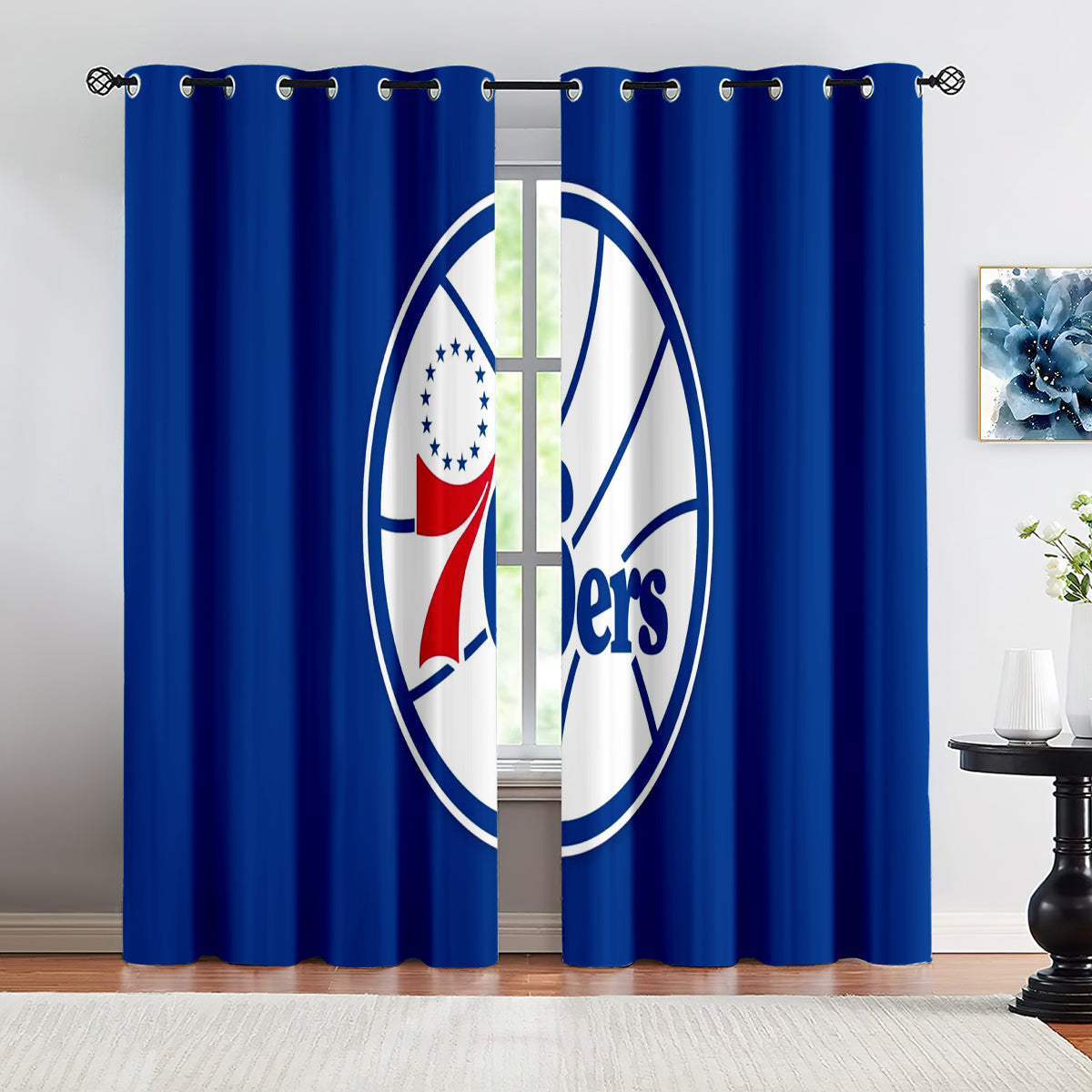 Philadelphia Basketball 76ers Blackout Curtains Drapes For Window Treatment Set