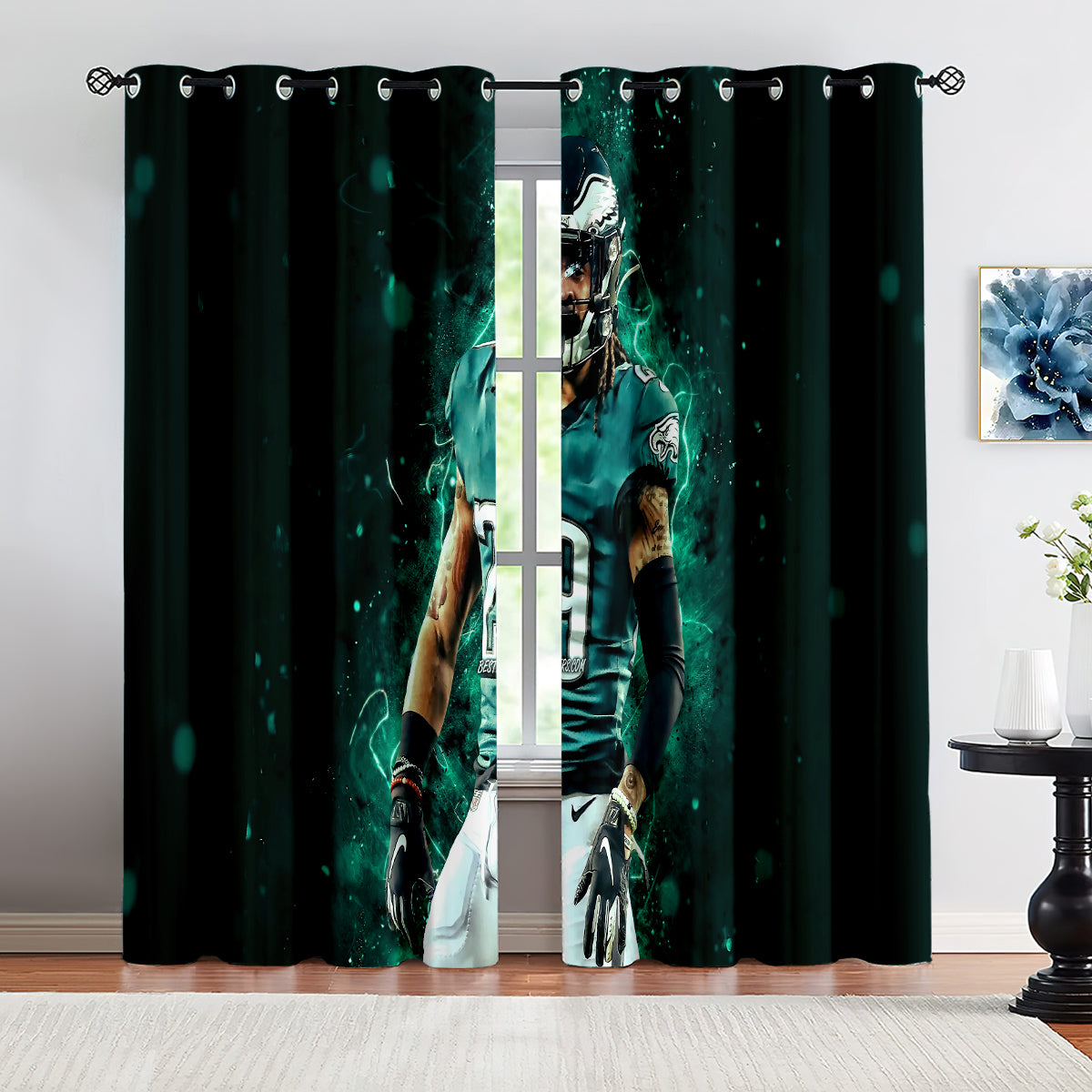 Philadelphia Eagles Football League Curtains Blackout Window Treatments Drapes Room Decor