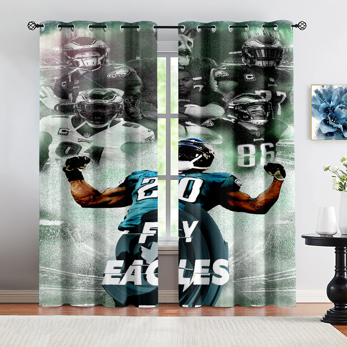 Philadelphia Eagles Football League Curtains Blackout Window Treatments Drapes Room Decor