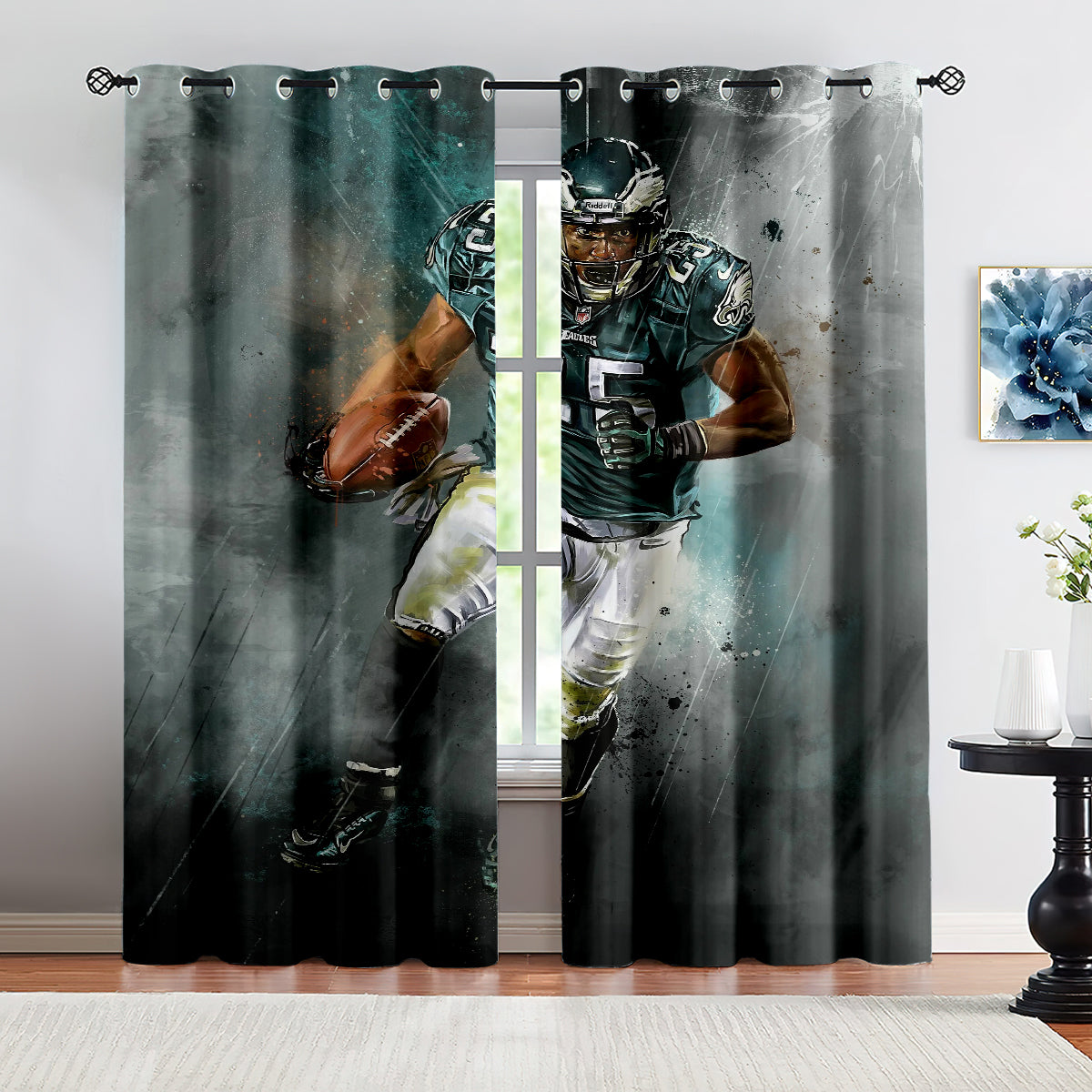 Philadelphia Eagles Football League Curtains Blackout Window Treatments Drapes Room Decor