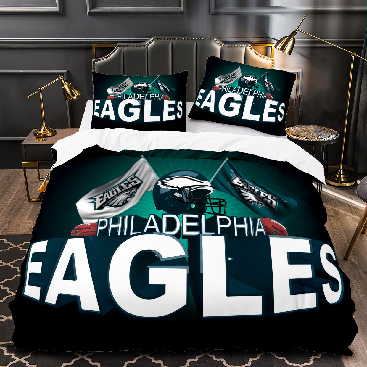 Philadelphia Eagles Football Duvet Cover Quilt Case Pillowcase Bedding Set Without Filler