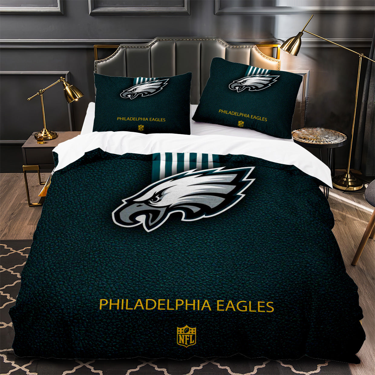Philadelphia Eagles Football Duvet Cover Quilt Case Pillowcase Bedding Set Without Filler