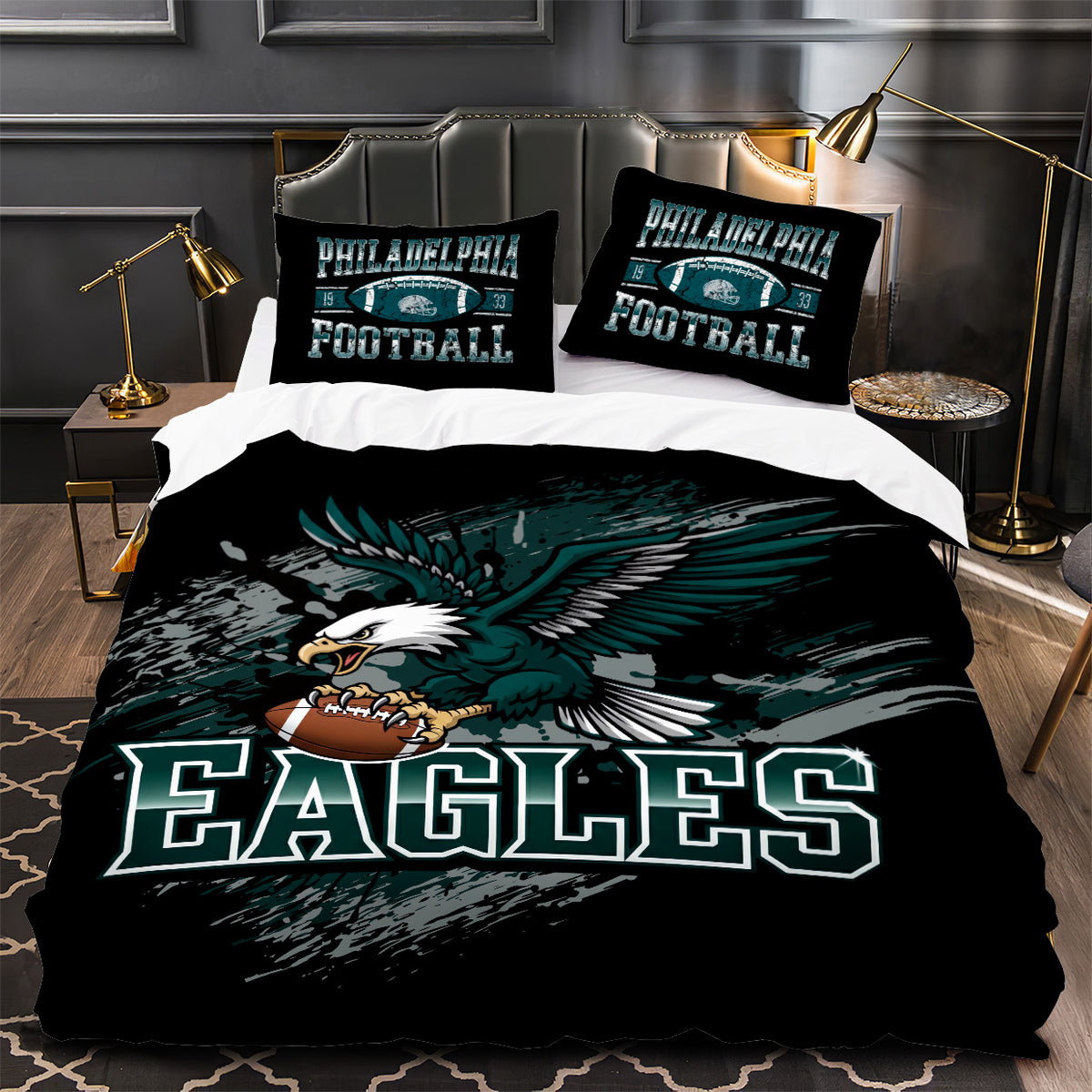 Philadelphia Eagles Football Duvet Cover Quilt Case Pillowcase Bedding Set Without Filler