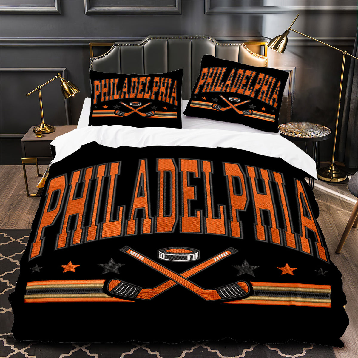 Philadelphia Flyers Hockey Duvet Cover Quilt Case Pillowcase Bedding Set Without Filler