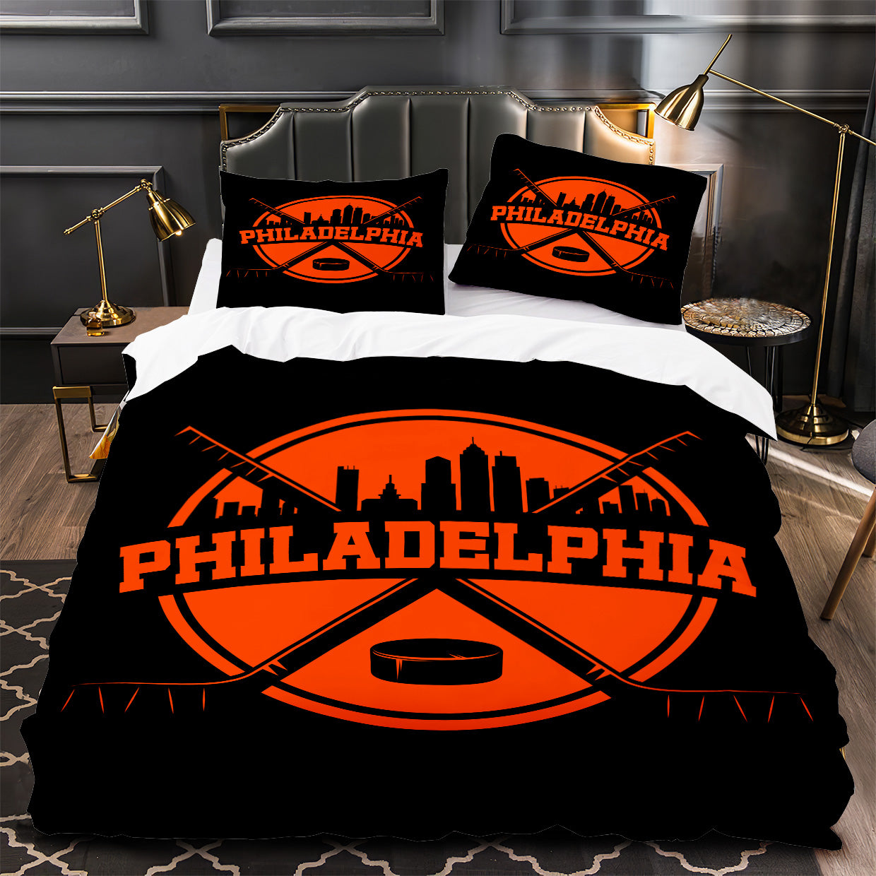 Philadelphia Flyers Hockey Duvet Cover Quilt Case Pillowcase Bedding Set Without Filler