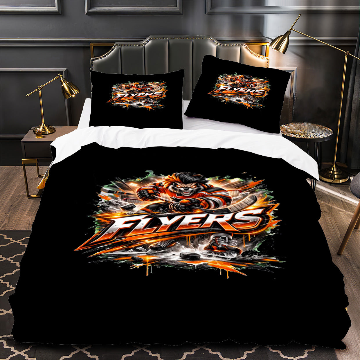 Philadelphia Flyers Hockey Duvet Cover Quilt Case Pillowcase Bedding Set Without Filler