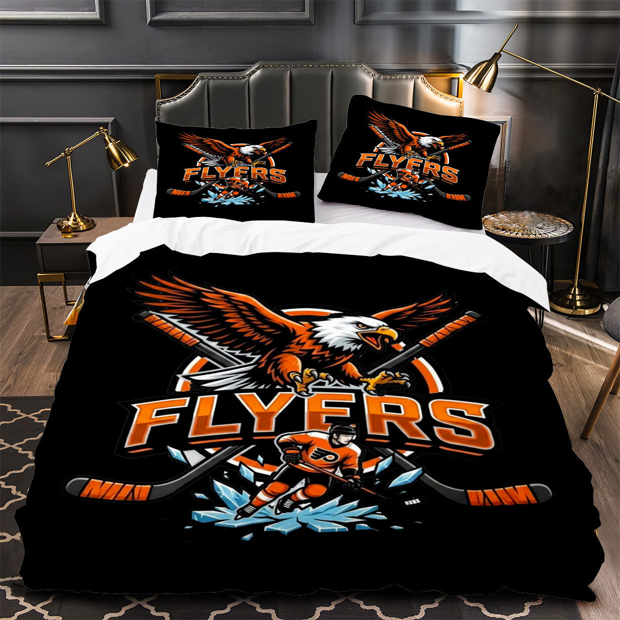 Philadelphia Flyers Hockey Duvet Cover Quilt Case Pillowcase Bedding Set Without Filler