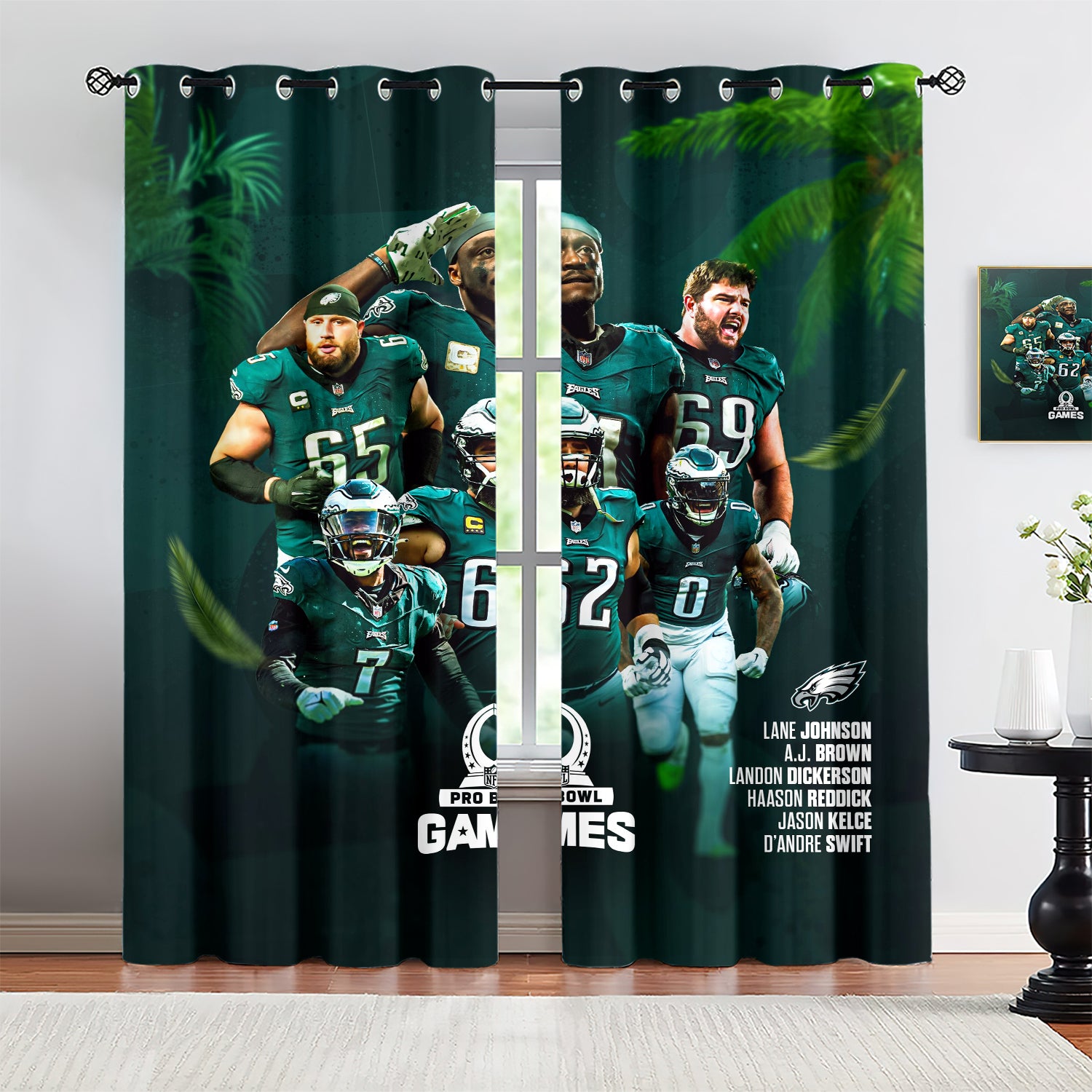 Philadelphia Eagles Football League Curtains Blackout Window Treatments Drapes Room Decor