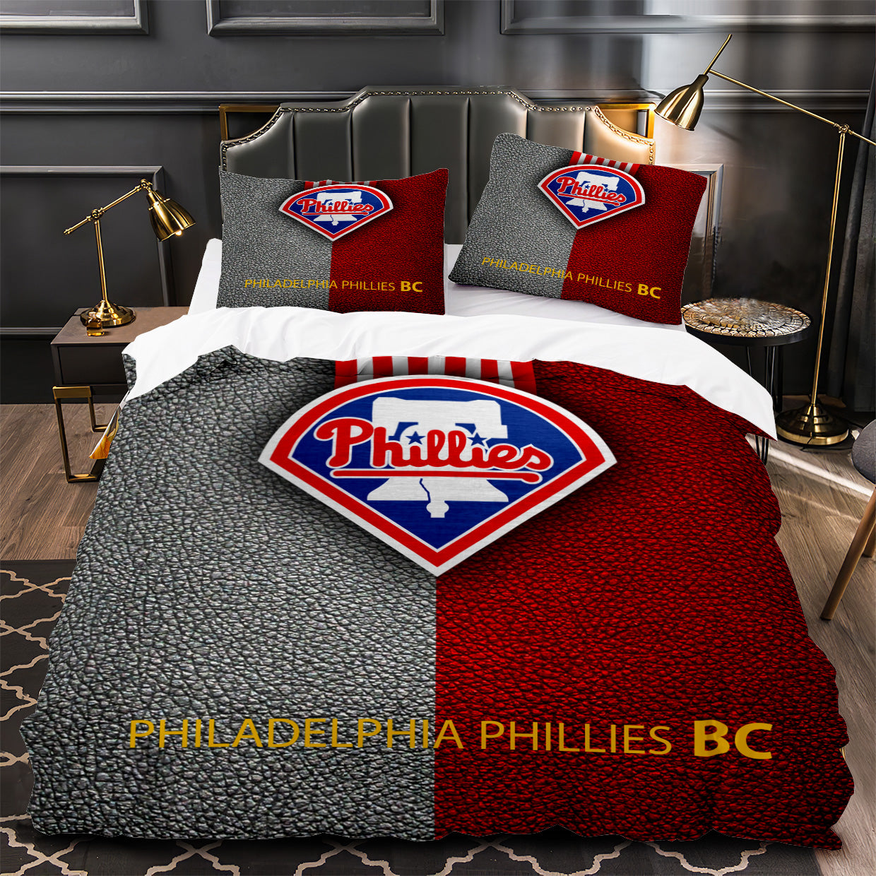 Philadelphia Phillies Duvet Cover Quilt Case Pillowcase Bedding Set Without Filler