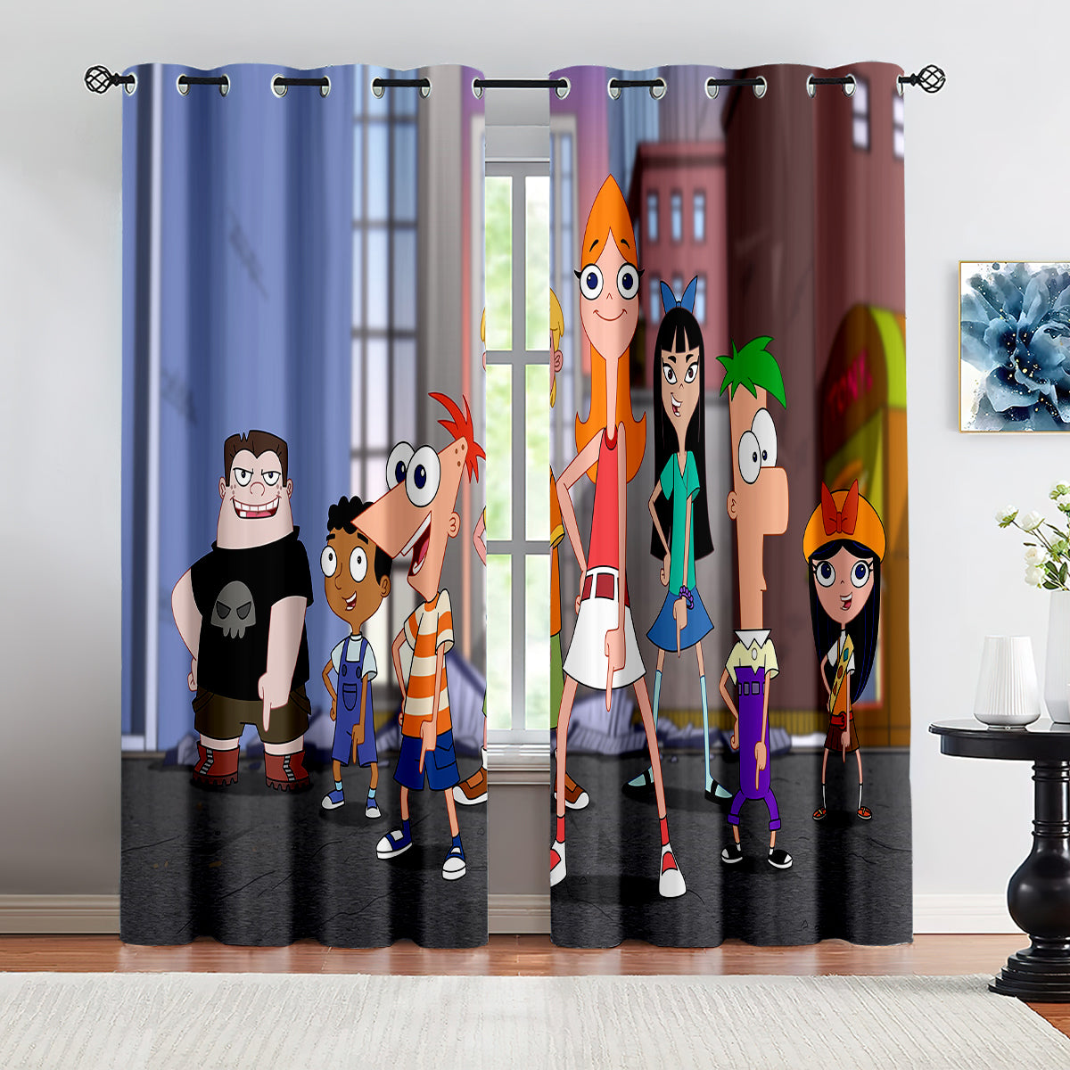 Phineas and Ferb Blackout Curtains Drapes for Window Treatment Set