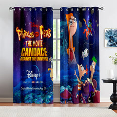 Phineas and Ferb Blackout Curtains Drapes for Window Treatment Set