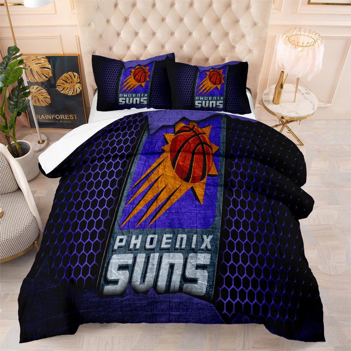 Phoenix Suns Basketball Comforter Pillowcase Sets Blanket All Season Reversible Quilted Duvet