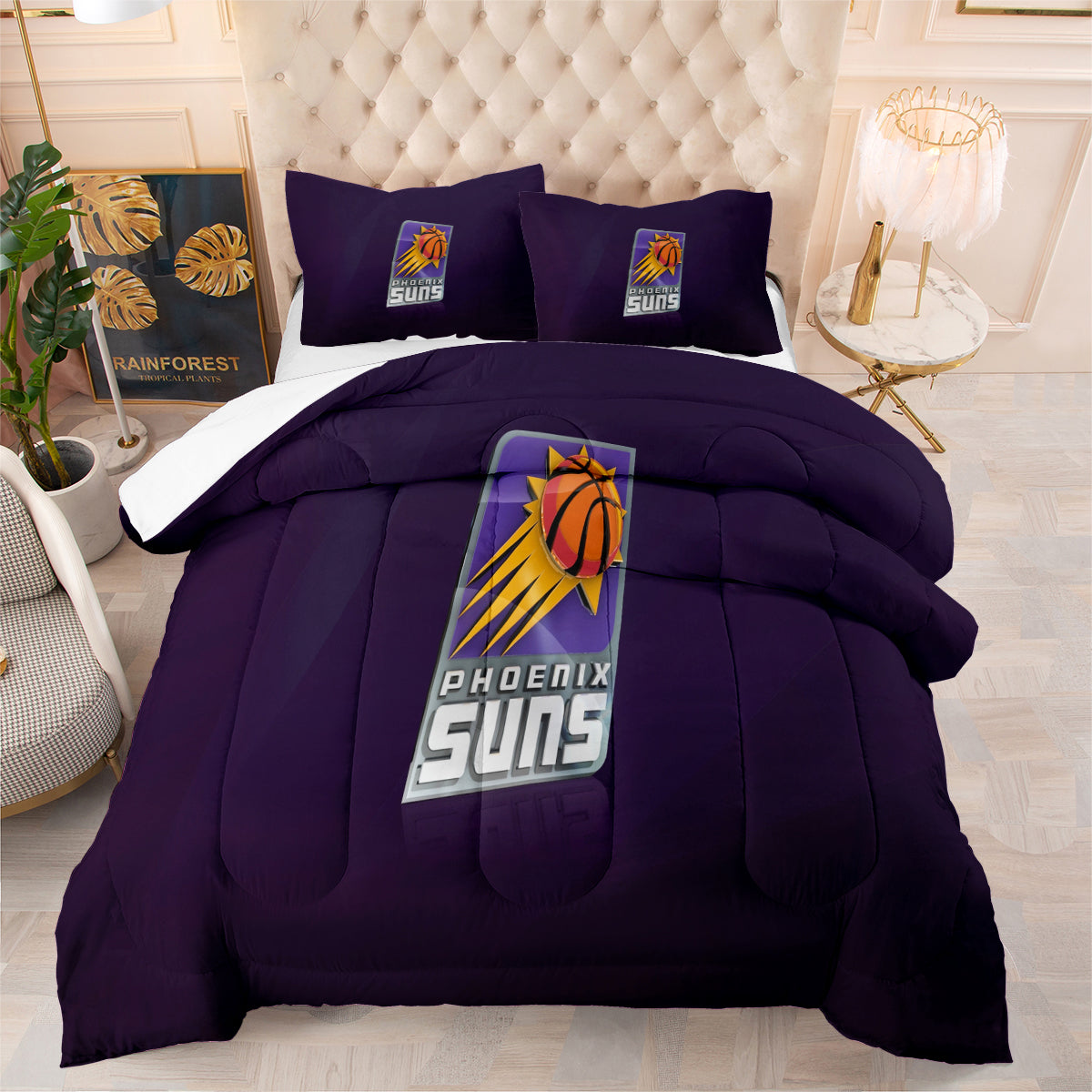 Phoenix Suns Basketball Comforter Pillowcase Sets Blanket All Season Reversible Quilted Duvet