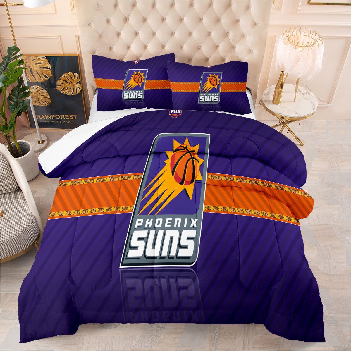 Phoenix Suns Basketball Comforter Pillowcase Sets Blanket All Season Reversible Quilted Duvet
