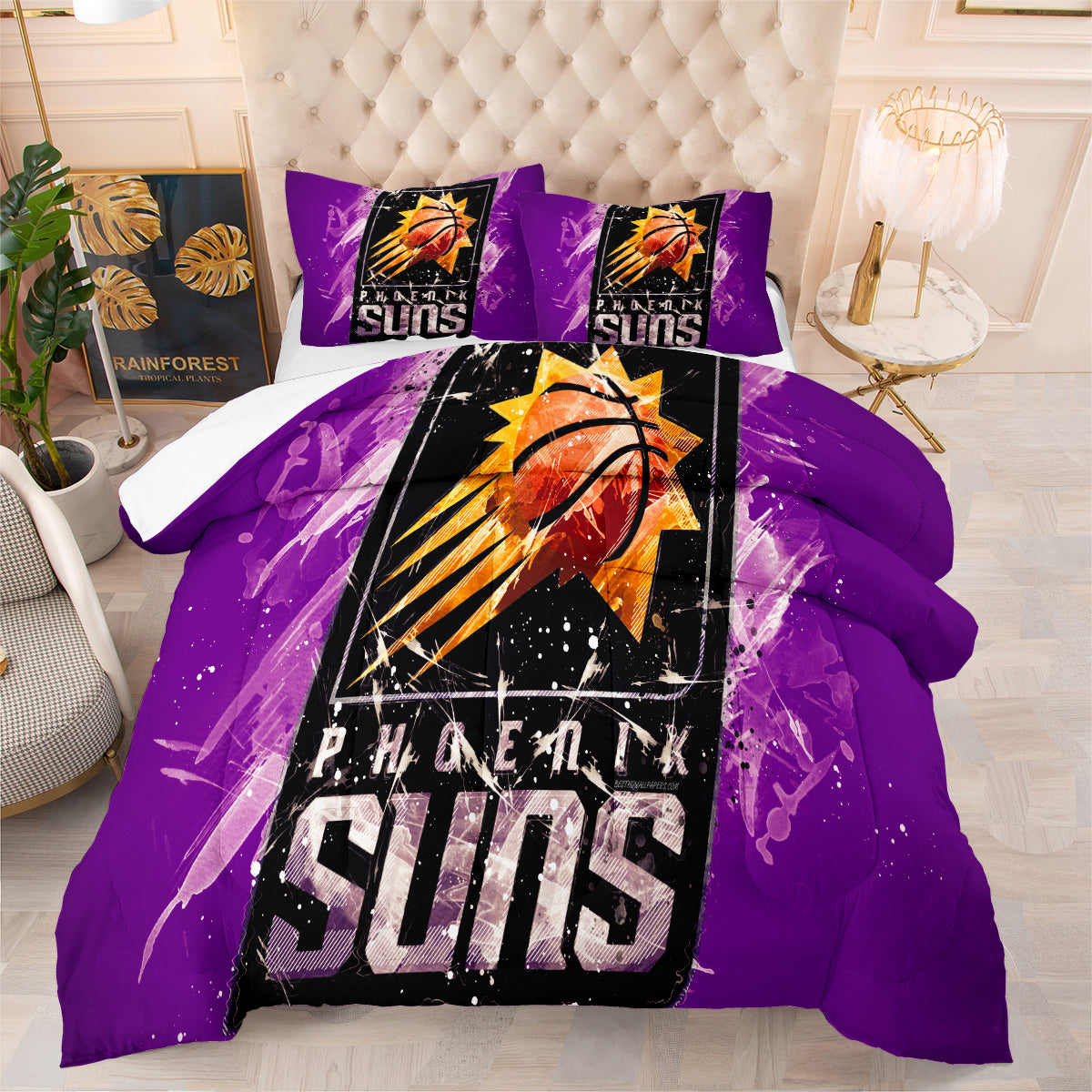 Phoenix Suns Basketball Comforter Pillowcase Sets Blanket All Season Reversible Quilted Duvet