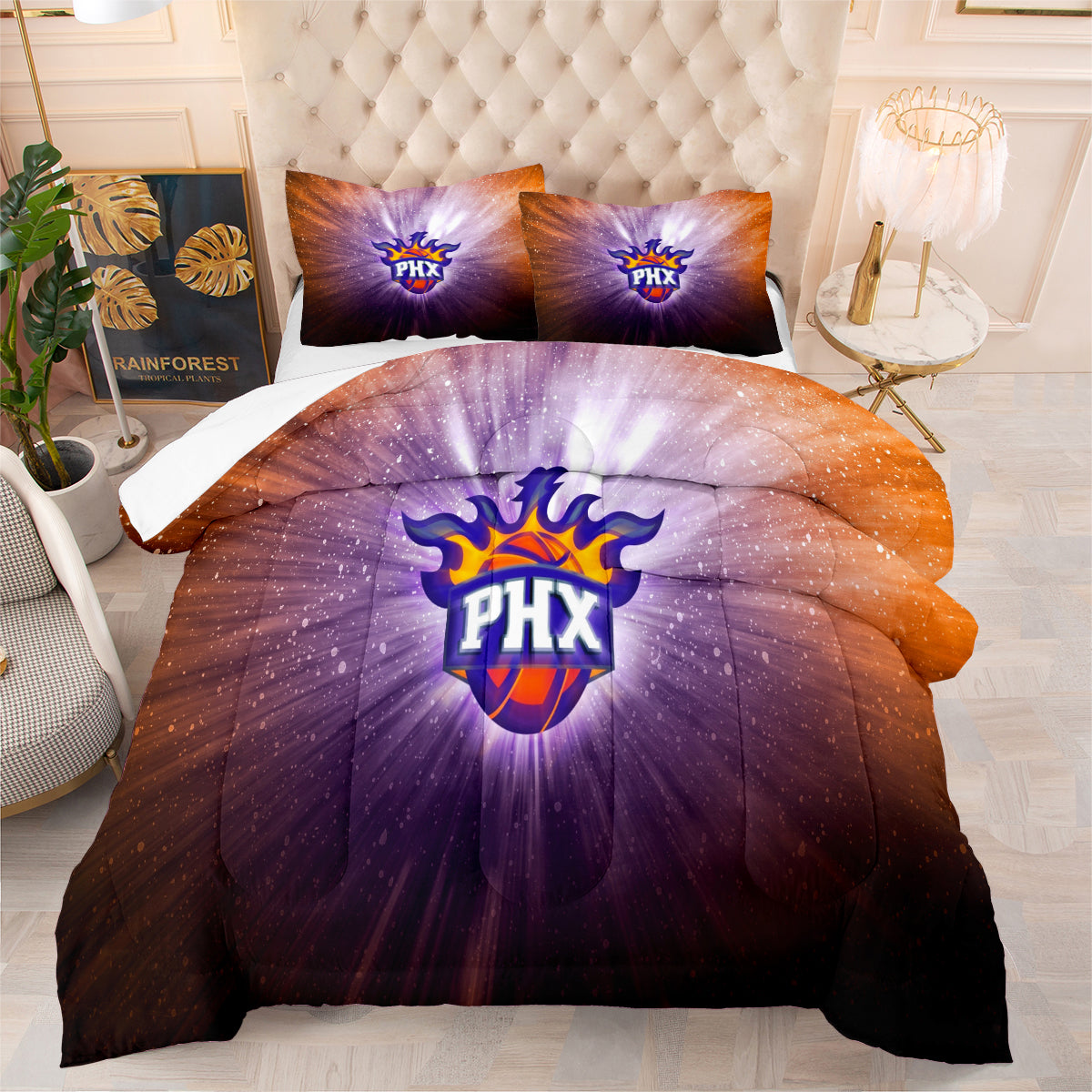Phoenix Suns Basketball Comforter Pillowcase Sets Blanket All Season Reversible Quilted Duvet