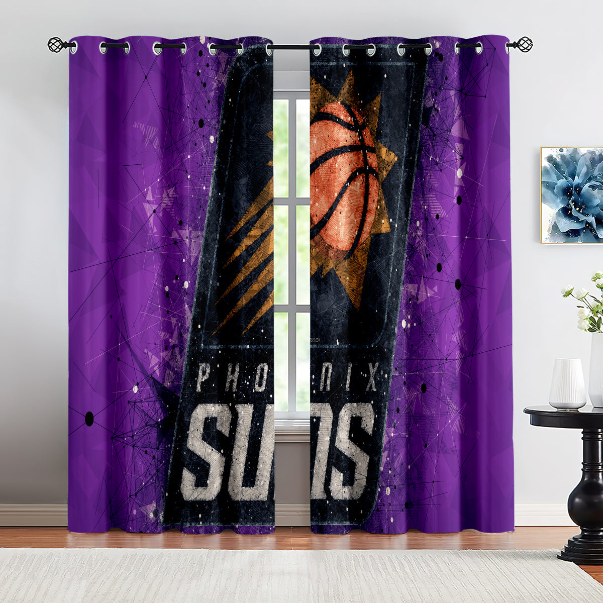 Phoenix Basketball Suns Blackout Curtains Drapes For Window Treatment Set