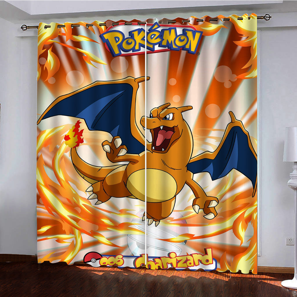 Pikachu Charizard  Blackout Curtains Drapes for Window Treatment Set