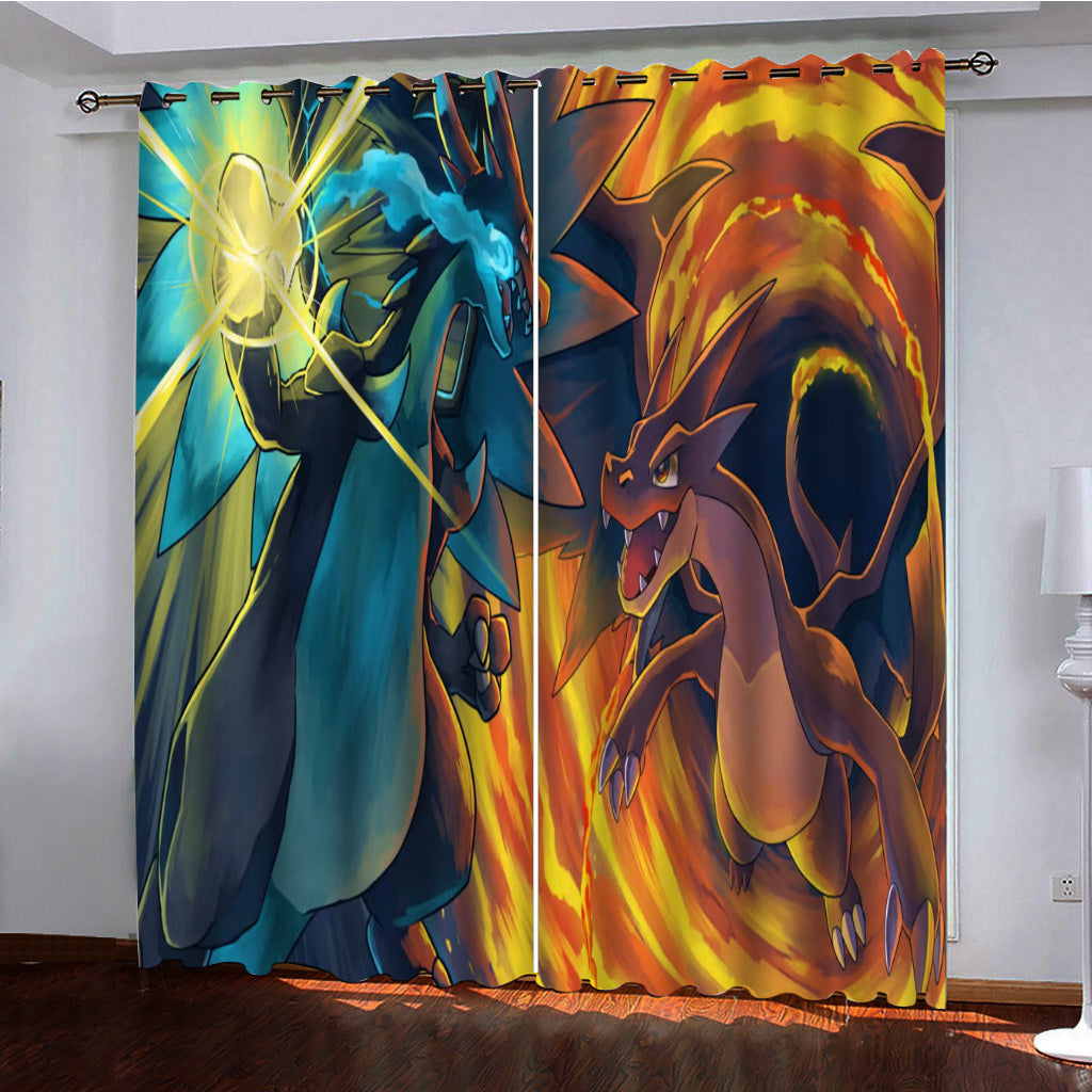 Pikachu Charizard  Blackout Curtains Drapes for Window Treatment Set