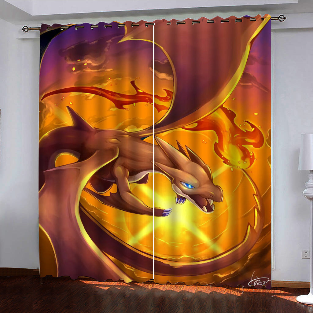 Pikachu Charizard  Blackout Curtains Drapes for Window Treatment Set