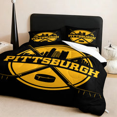 Pittsburgh Penguins Hockey League Comforter Pillowcase Sets Blanket All Season Reversible Quilted Duvet