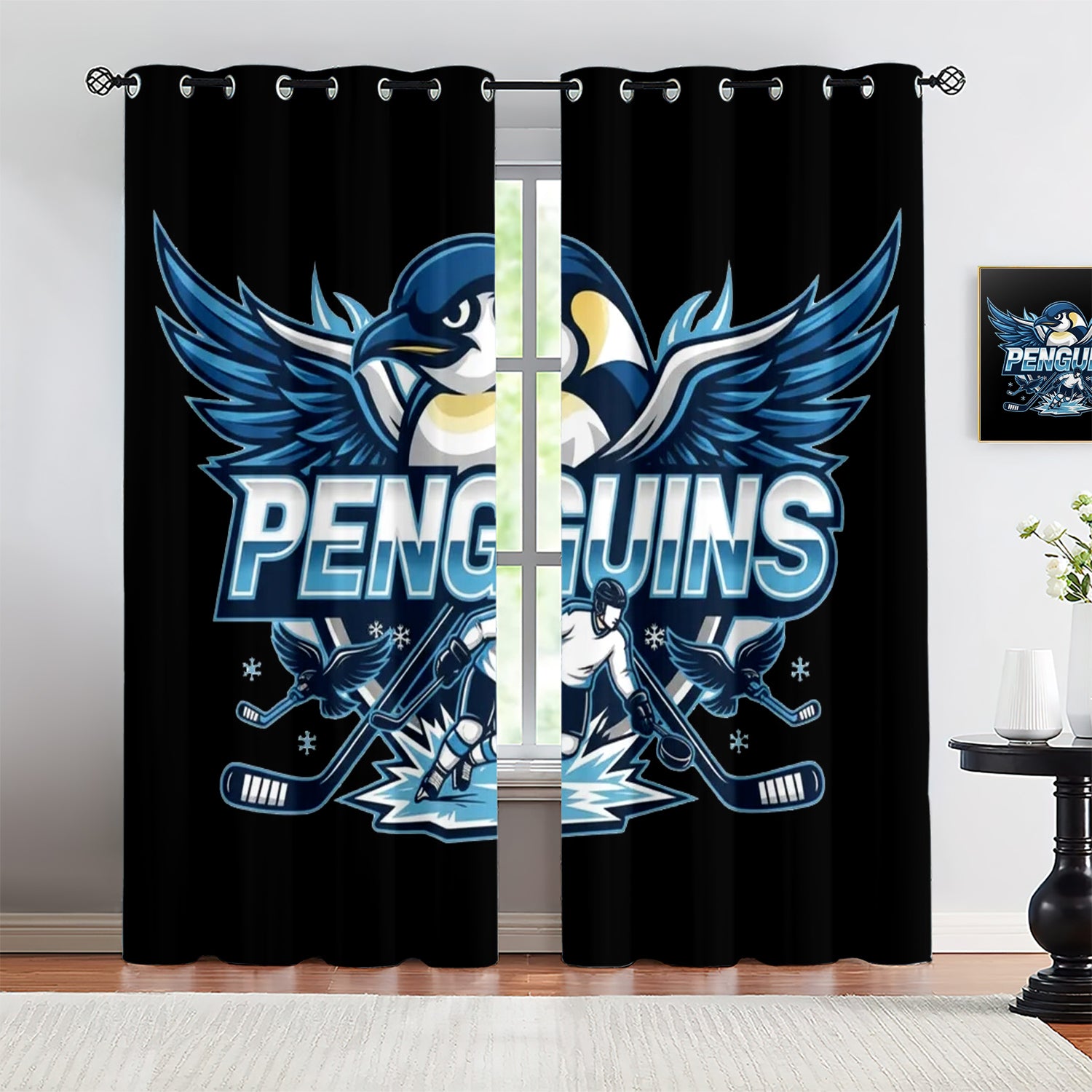 Pittsburgh Penguins Blackout Curtains Drapes For Window Treatment Set
