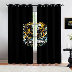 Pittsburgh Penguins Blackout Curtains Drapes For Window Treatment Set