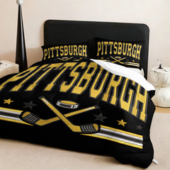 Pittsburgh Penguins Hockey League Comforter Pillowcase Sets Blanket All Season Reversible Quilted Duvet