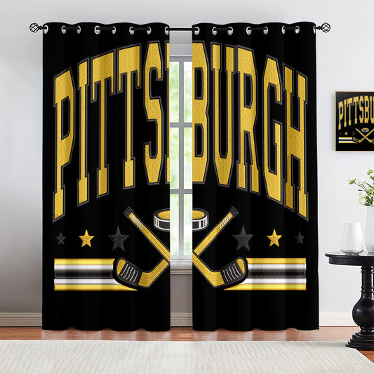 Pittsburgh Penguins Blackout Curtains Drapes For Window Treatment Set 1500