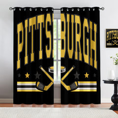 Pittsburgh Penguins Blackout Curtains Drapes For Window Treatment Set