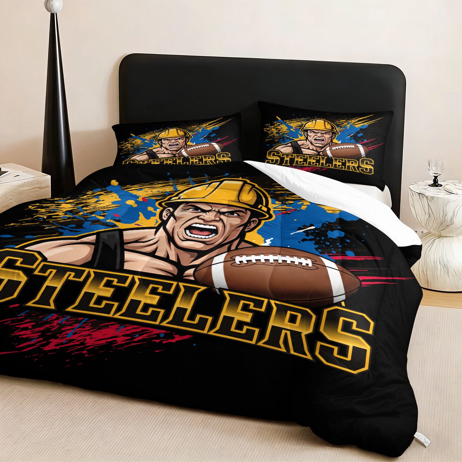 Pittsburgh Steelers Comforter Pillowcase Sets Blanket All Season Reversible Quilted Duvet