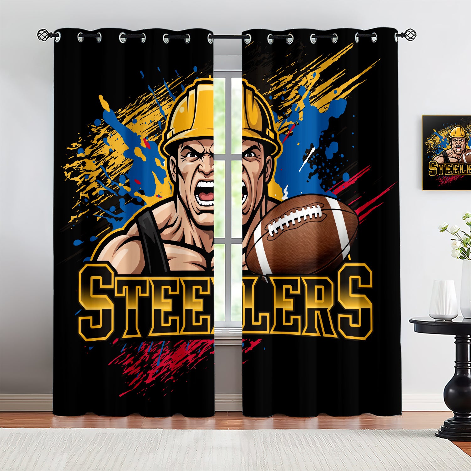 Pittsburgh Steelers Blackout Curtains Drapes For Window Treatment Set