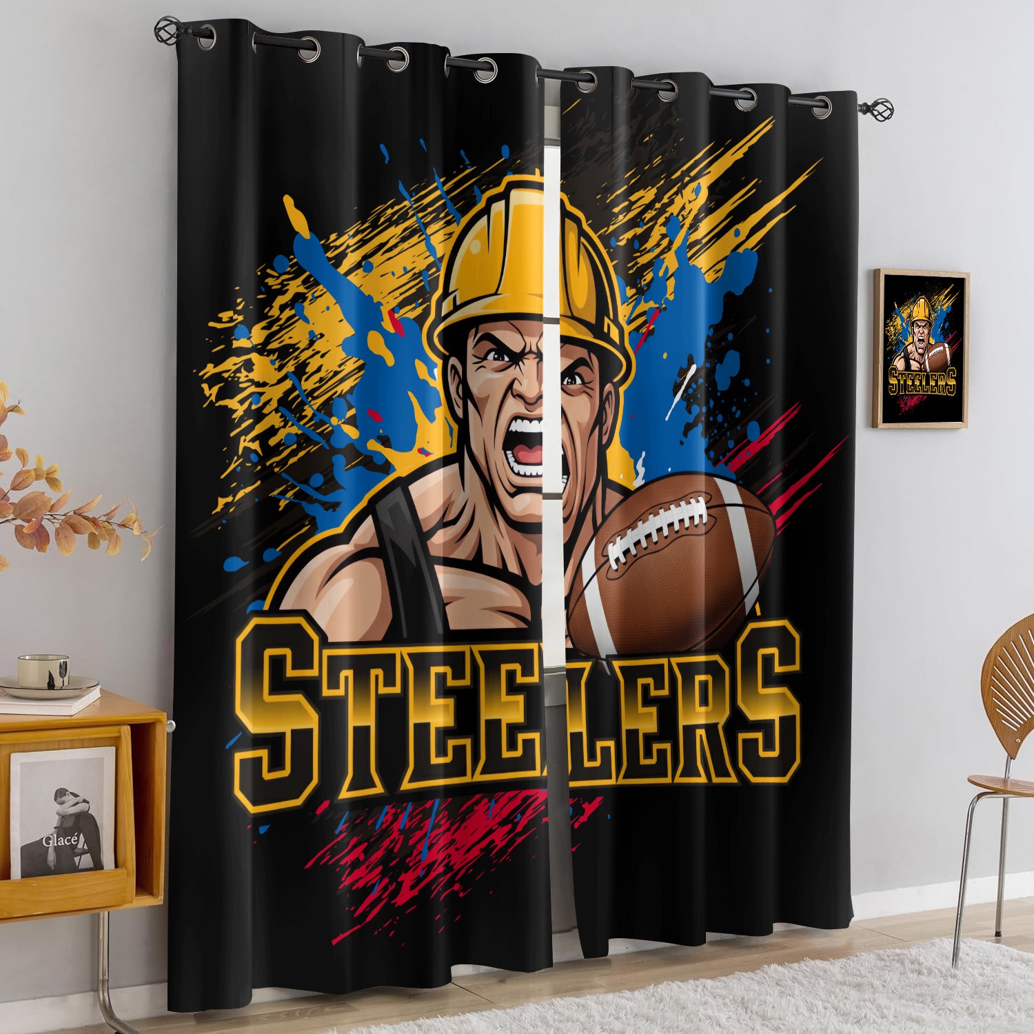 Pittsburgh Steelers Blackout Curtains Drapes For Window Treatment Set