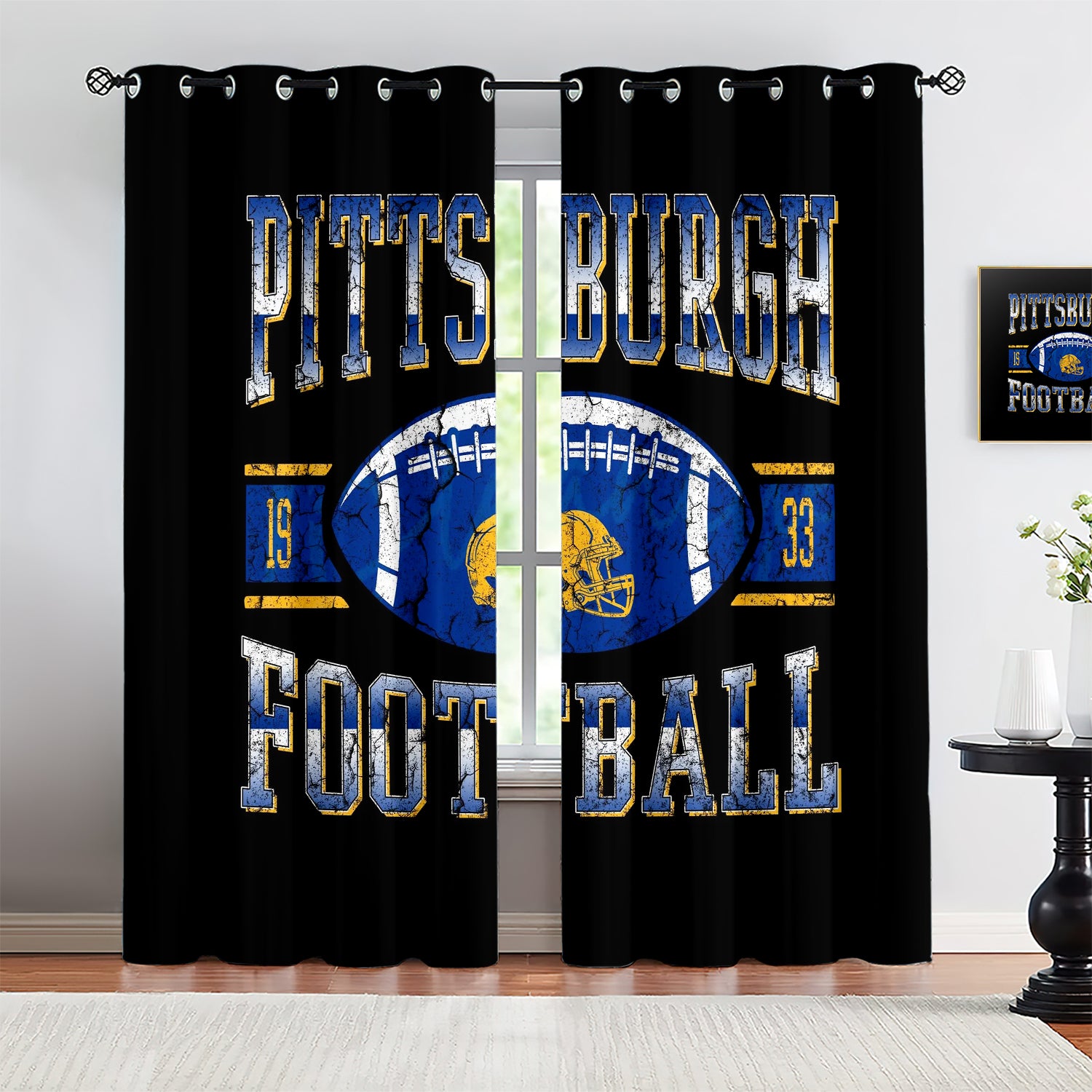 Pittsburgh Steelers Blackout Curtains Drapes For Window Treatment Set