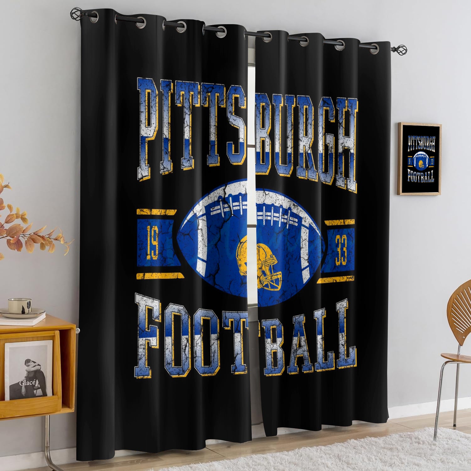 Pittsburgh Steelers Blackout Curtains Drapes For Window Treatment Set