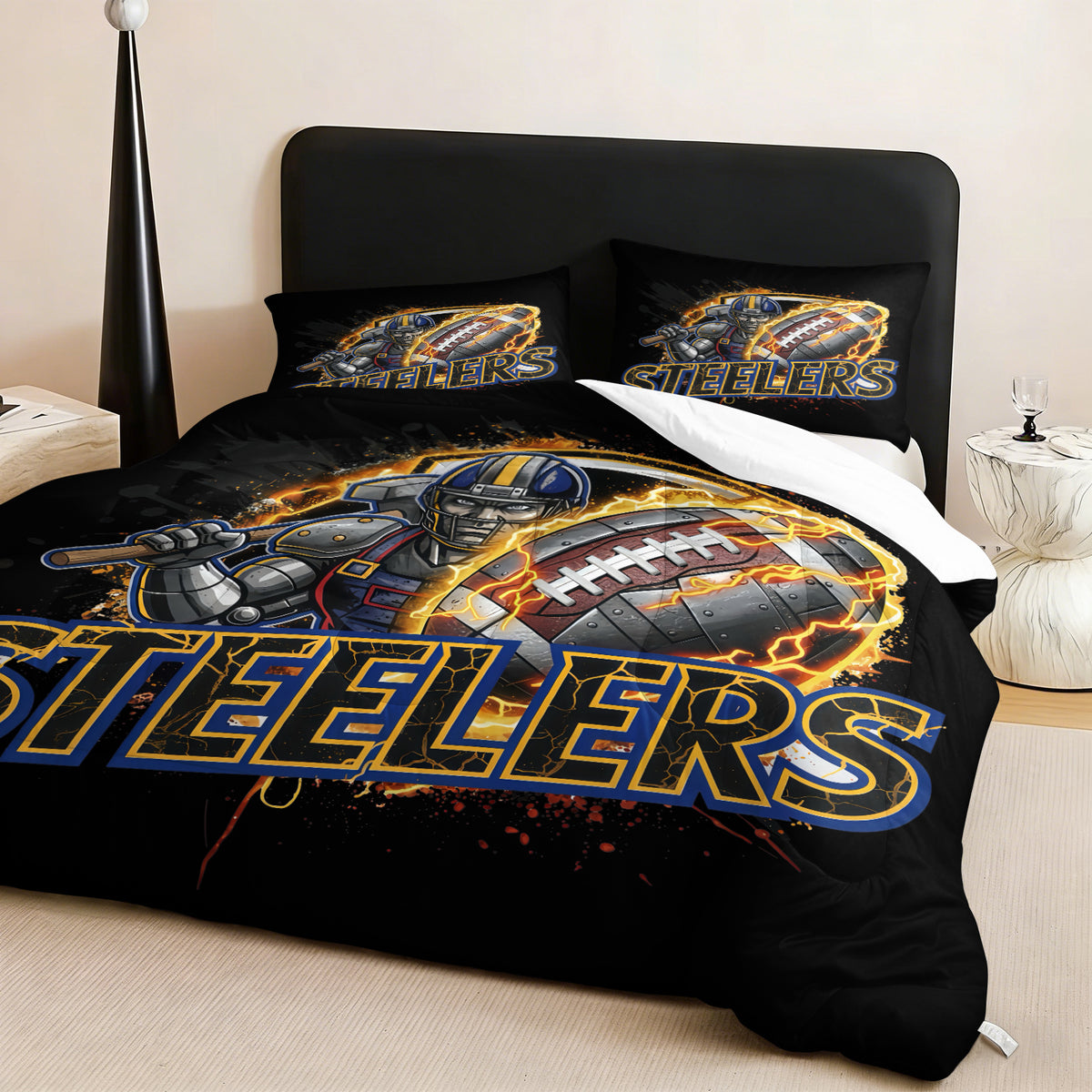 Pittsburgh Steelers Comforter Pillowcase Sets Blanket All Season Reversible Quilted Duvet
