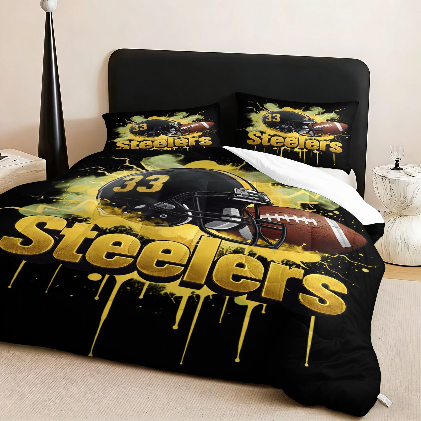Pittsburgh Steelers Comforter Pillowcase Sets Blanket All Season Reversible Quilted Duvet