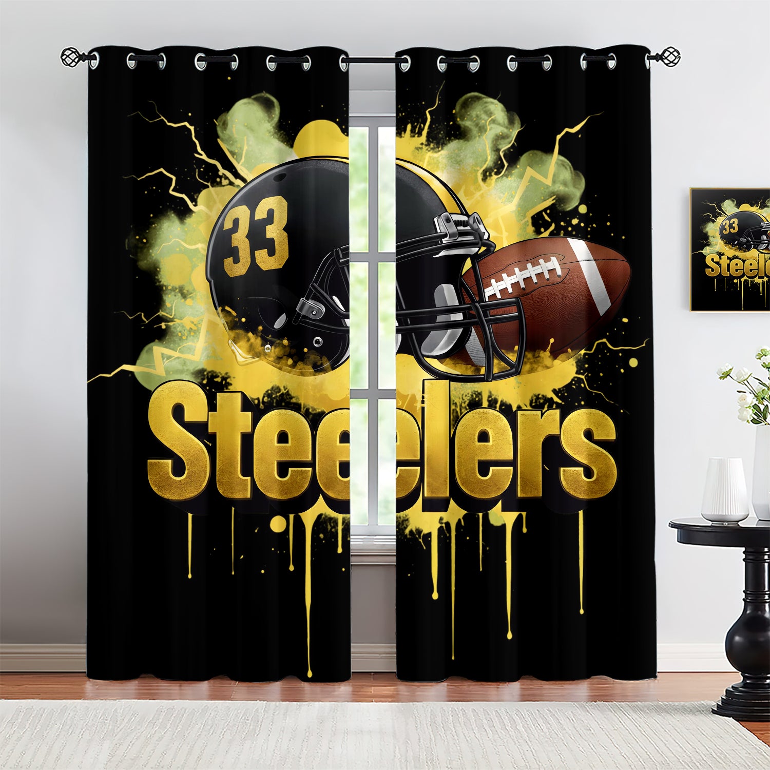 Pittsburgh Steelers Blackout Curtains Drapes For Window Treatment Set