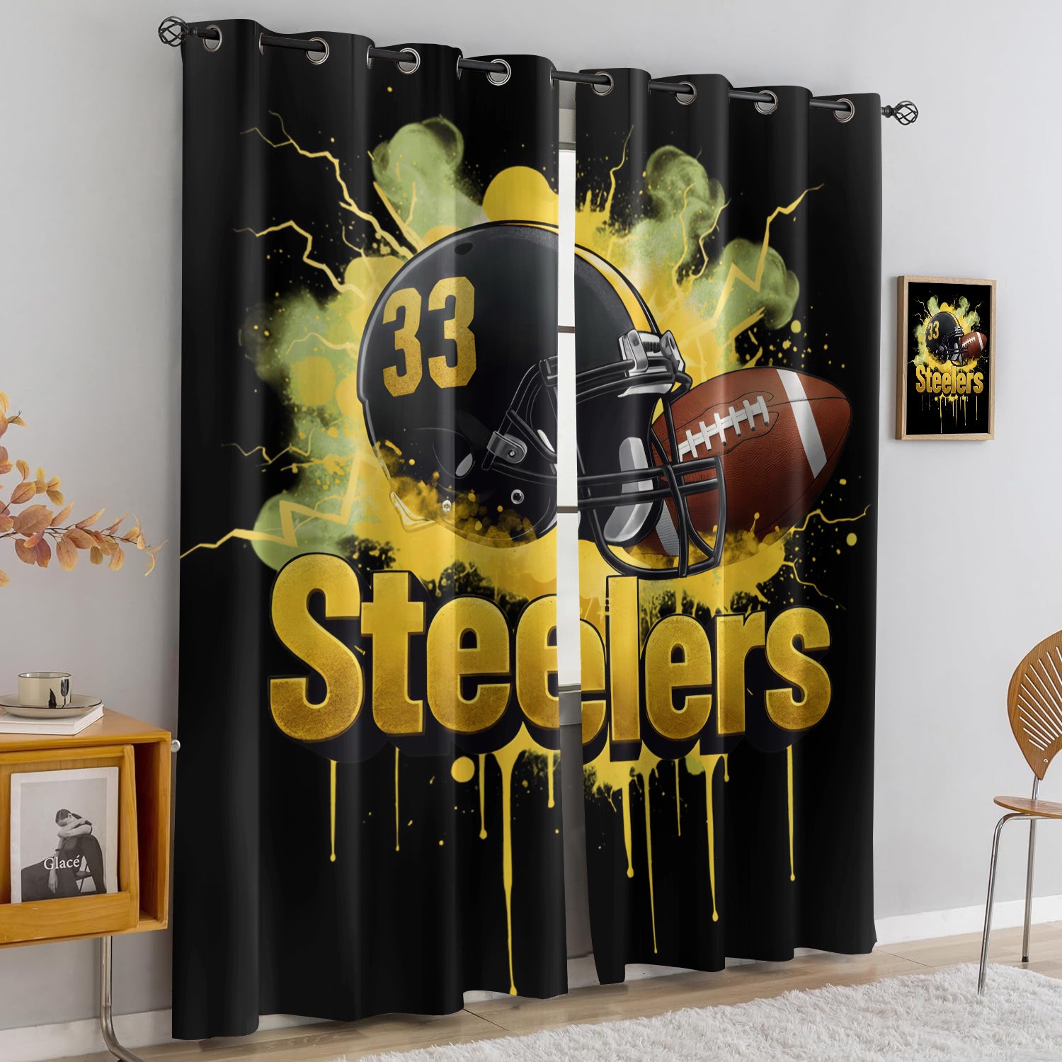 Pittsburgh Steelers Blackout Curtains Drapes For Window Treatment Set