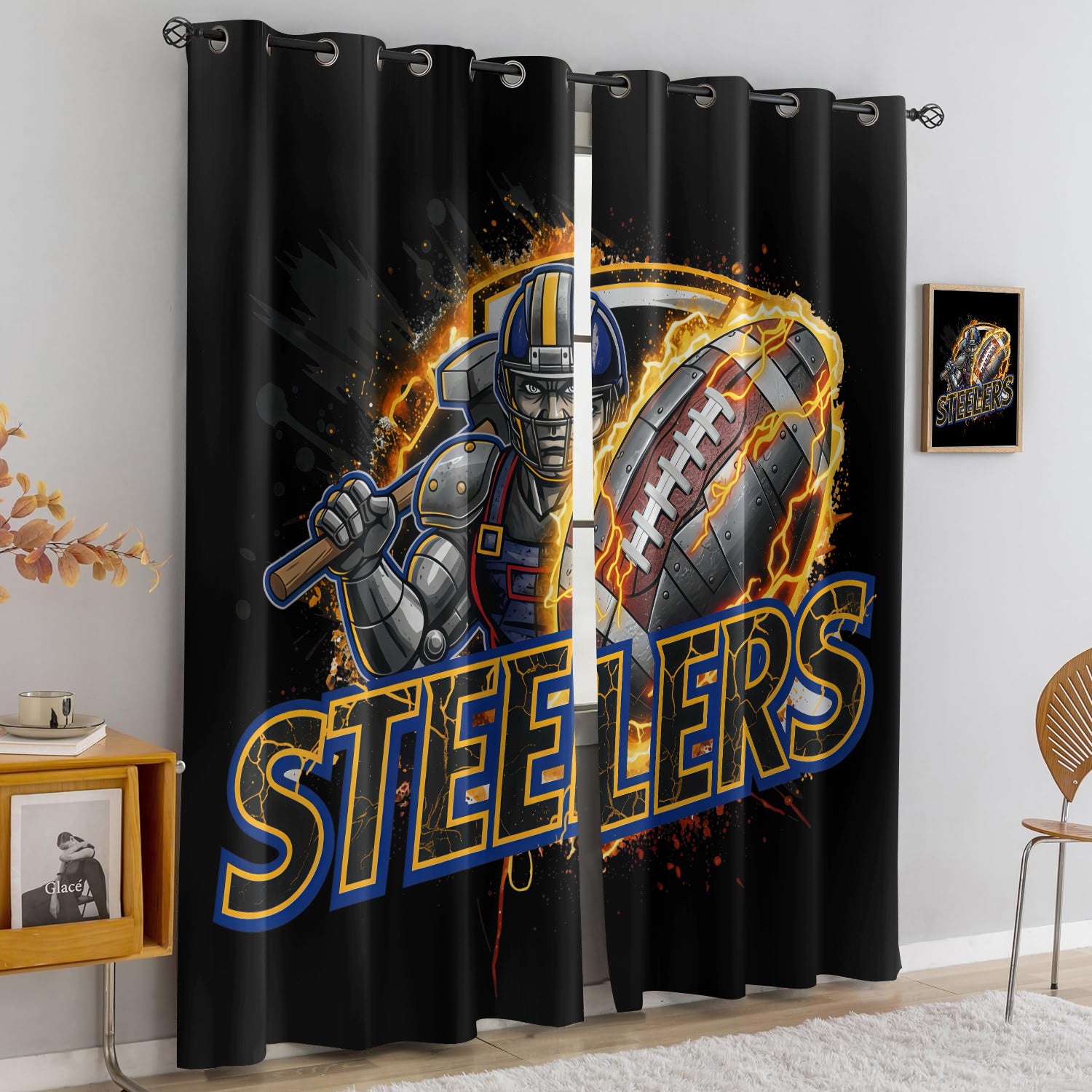 Pittsburgh Steelers Blackout Curtains Drapes For Window Treatment Set
