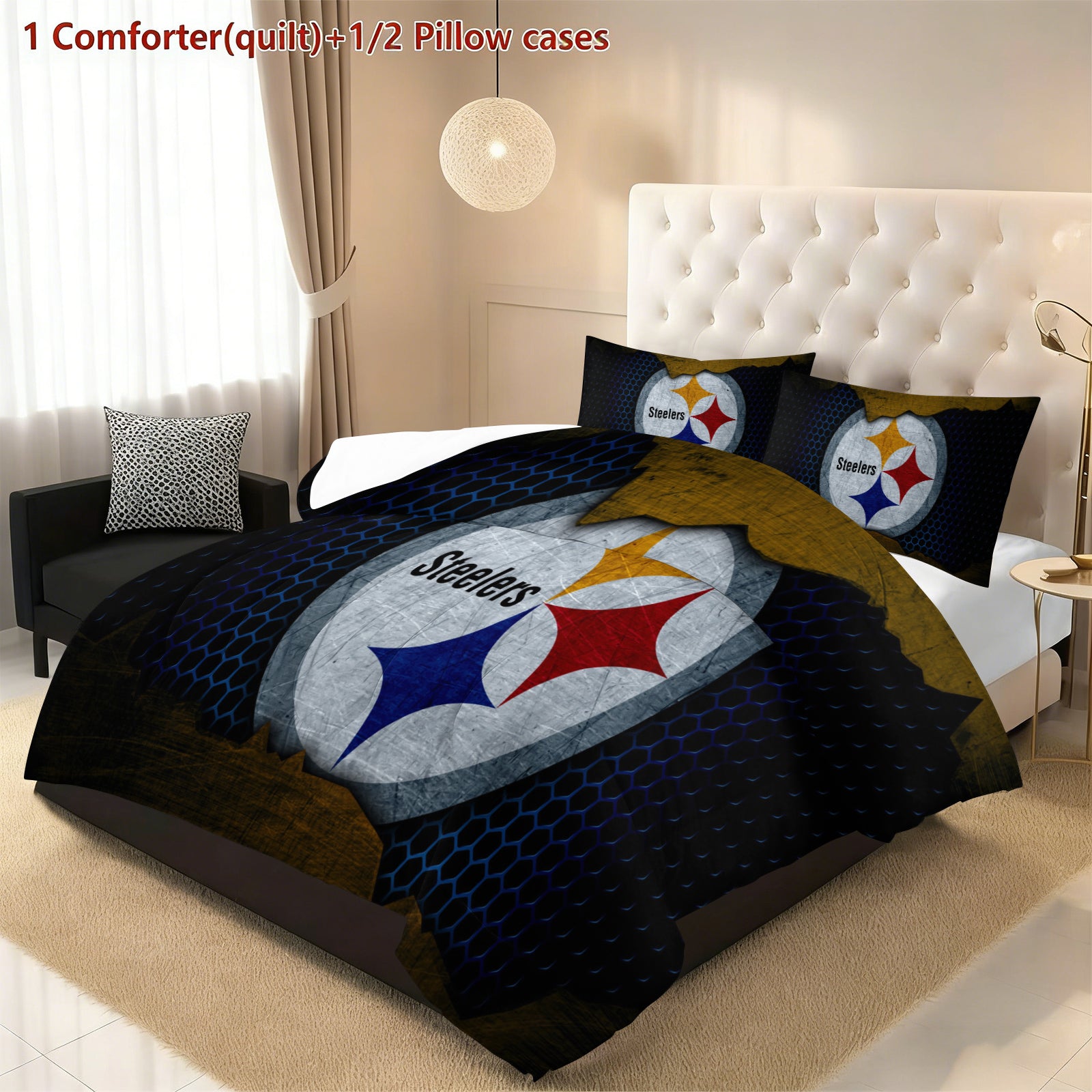 Pittsburgh Steelers Comforter Pillowcase Sets Blanket All Season Reversible Quilted Duvet