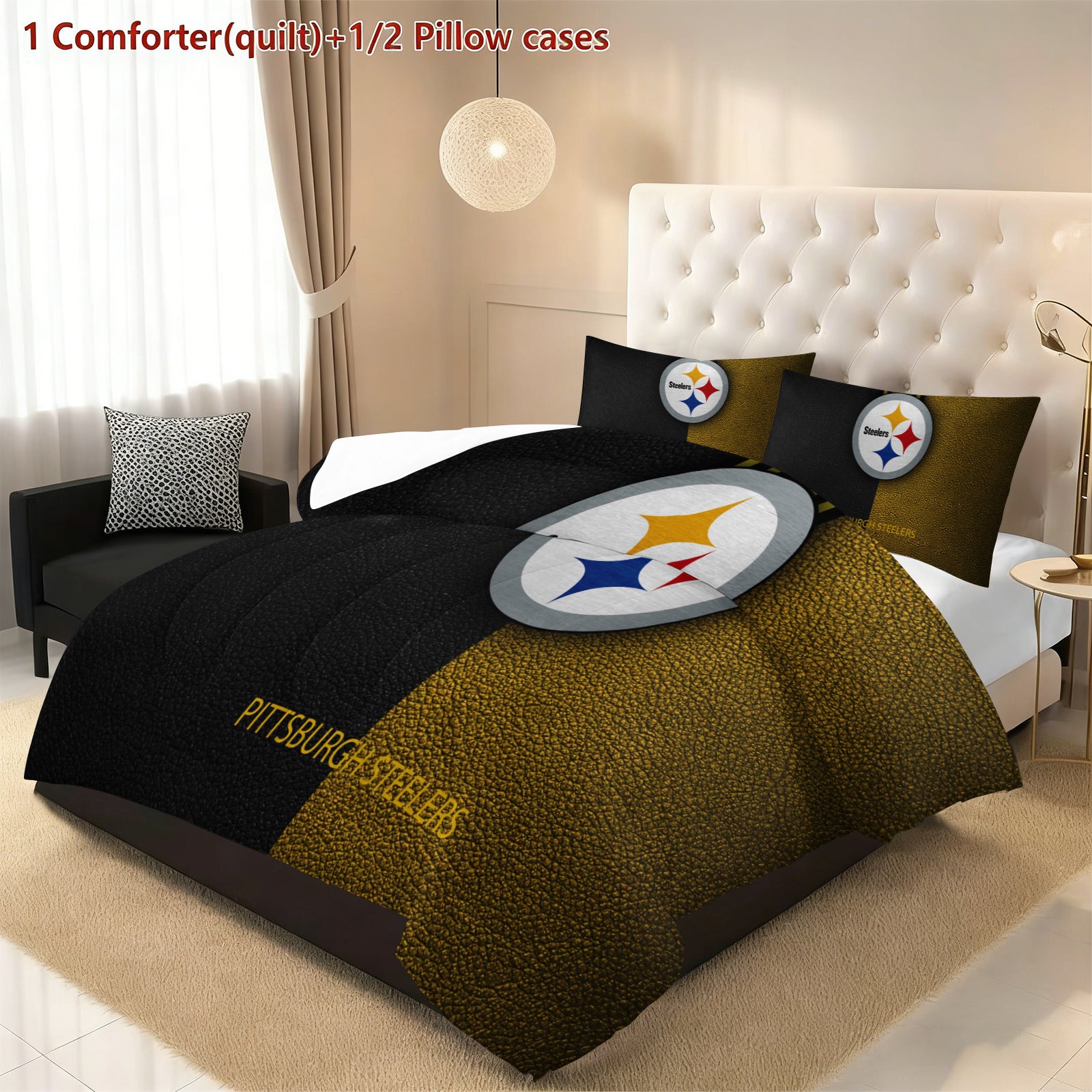 Pittsburgh Steelers Comforter Pillowcase Sets Blanket All Season Reversible Quilted Duvet